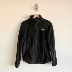 North Face Black Furry Women's Fleece Jacket  Size Medium